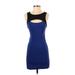 Sparkle & Fade Casual Dress - Mini Scoop Neck Sleeveless: Blue Solid Dresses - Women's Size 0
