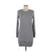 BB Dakota Casual Dress - Mini Crew Neck Long sleeves: Gray Dresses - Women's Size Medium