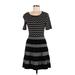 CeCe by Cynthia Steffe Casual Dress - Fit & Flare: Black Chevron Dresses - Women's Size Medium