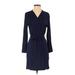 Fraiche by J Casual Dress V Neck Long sleeves: Blue Solid Dresses - Women's Size Medium