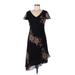 Donna Ricco Casual Dress - A-Line V-Neck Short sleeves: Black Floral Dresses - Women's Size 6