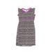 Tea Casual Dress - A-Line Strapless Sleeveless: Purple Chevron/Herringbone Dresses - New - Women's Size 10