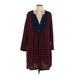 Suzanne Betro Casual Dress - Shift: Red Color Block Dresses - Women's Size Large