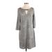 Vince Camuto Casual Dress - Sweater Dress: Gray Tweed Dresses - Women's Size 10