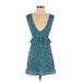 Nightwalker Casual Dress: Teal Floral Dresses - Women's Size X-Small