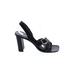 Kenneth Cole New York Heels: Slingback Chunky Heel Cocktail Party Black Print Shoes - Women's Size 8 1/2 - Open Toe