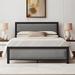 Hokku Designs Genard Bed Frame Metal in Gray/Black | 39.37 H x 61 W x 82.09 D in | Wayfair 09F62E44659946DA96F91068B2BF2BE3