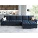 Blue Sectional - Mercer41 Shayleen 6 - Piece Upholstered Sectional Velvet Modular Large L Shaped 130.6" W Tufted Couch Velvet | Wayfair