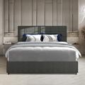Latitude Run® Rosetti Tufted Storage Standard Bed Frame Upholstered/Metal/Linen in Gray | 43 H x 64.7 W x 83.2 D in | Wayfair