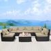 Latitude Run® Petrina 8 Piece Sectional Seating Group w/ Cushions Synthetic Wicker/All - Weather Wicker/Metal/Wicker/Rattan in Black/Brown | Outdoor Furniture | Wayfair