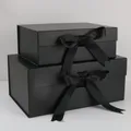 Boîte-cadeau pliante en ruban à rabat magnétique boîte en carton noire pour les avocats des