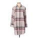 Simply Vera Vera Wang Casual Dress - Shirtdress: Gray Plaid Dresses - Women's Size X-Small