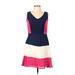 Pink Owl Casual Dress - Mini V Neck Sleeveless: Pink Color Block Dresses - Women's Size Large
