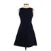 Eliza J Casual Dress - A-Line Crew Neck Sleeveless: Blue Print Dresses - Women's Size 0 Petite