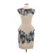 Lela Rose Casual Dress - Sheath Crew Neck Short sleeves: Tan Floral Dresses - Women's Size 6