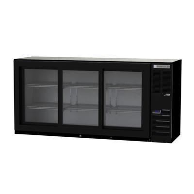 Beverage Air BB72HC-1-F-GS-B 72" Bar Refrigerator - 3 Sliding Glass Doors, Black, 115v, Food Rated