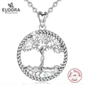 EUDORA 925 Sterling Silver Tree of Life Pendant Necklace Solid silver Tree Leaf & Goddess Necklace