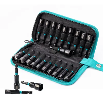 20PCS Magnetic Nut Driver Set Impact Drill Driver Bit Set 1/4" Metric SAE Nut Driver 5-13mm & 3/16''-1/2'' Nut Drivers