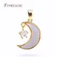 18K Real Gold Plated Zircon Star with Shell Moon Pendant For Necklace Making Star Crescent Charms