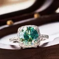 GRA Certified 3 Moissanite Ring VVS1 Lab Green Diamond Solitaire Ring For Women Engagement Promise