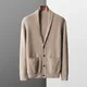 MVLYFLRT Cashmere Coat Men's V-Neck Cardigan Casual Solid Color Thickened Knit Jacket 100% Merino