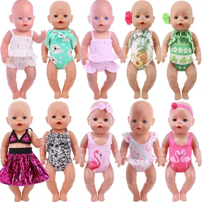 Doll Clothes Headwear+Swimsuit Accessories Fit 18 Inch & Baby Born Doll 43cm ,Toys For Girls,Our