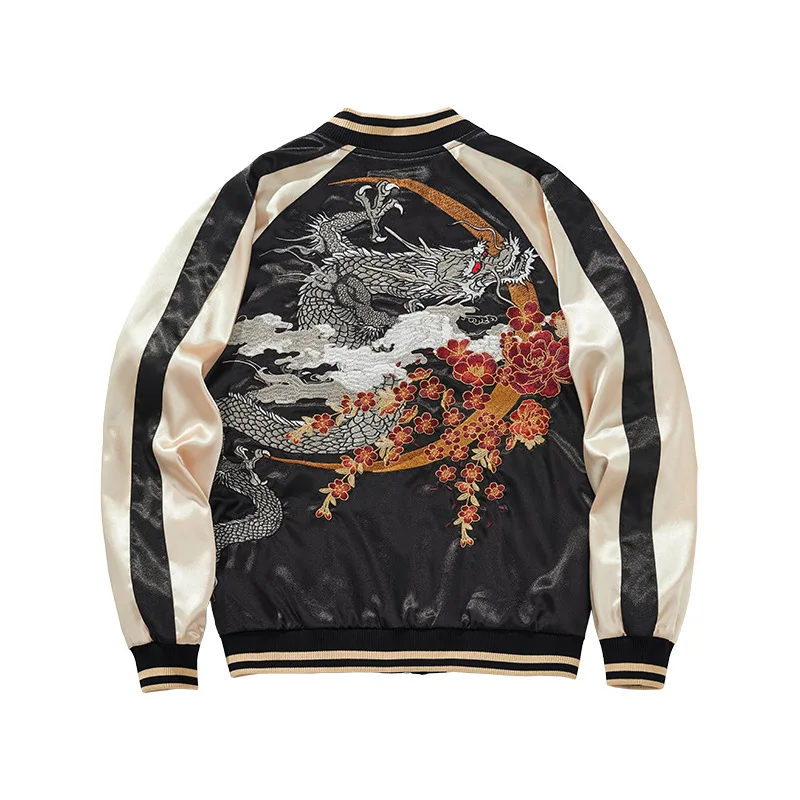 Sukajan Baseball Bomber Männer Jacke Satin Luxus Drogan Stickerei Mantel Frühling Herbst Japan Streetwear 2024 Z1
