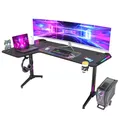 Large Standing Desk L Shaped 60 Inch Gaming Desk Rising Sit Stand Up Corner Desk with RGB LED