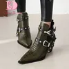 DoraTasia Plus Größe 34-50 Neue Damen Chunky High Heels Stiefeletten Spitz Schnalle Niet Stiefel Frauen Party ol Frau Schuhe