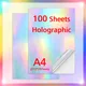 10/20/30/40/50/100 Sheets A4 Rainbow Holographic Printable Vinyl Sticker Paper Waterproof A4 Laser