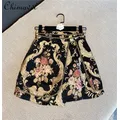 2023 Women's Retro Elegant A-line Skirt Flower Embroidery High Waist Slim Above Knee Women Mini