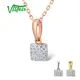 VISTOSO Gold Pendants For Women Authentic 14K 585 Rose White Gold Sparkling Diamond Simple Square