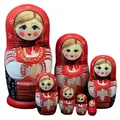 7 Layers/Set Wooden Russian Dolls Nesting Maiden Wishing Doll Beautiful Handmade Matrioska Russa