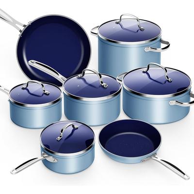 NuWave Duralon Blue 12 Piece Ceramic Non-Stick Cookware Set