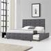 Queen Size Linen Fabric Upholstered Platform Bed with 2 Drawers, Wood Platform Bed Frame with Trundle Bed for Bedroom, Grey