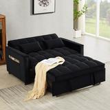 Velvet Pull-out Sofa Bed Loveseat Sleeper Black Futon Sofa Bed Lounger