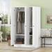 3-Door Shutter Wardrobe with shelves, White