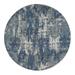 Shahbanu Rugs Yankees Blue, Abstract Design, Wool and Pure Silk, Hand Knotted, Round Oriental Rug (10'x10') - 10' x 10'