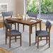 5 Pieces Retro Wood Dining Table Set with 4 Upholstered Dining Chairs