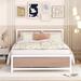 Metal Bed Frame Queen Size with Vintage Wood Headboard and Footboard, Platform Bed Double Bed for Bedroom