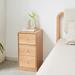 Solid Oak Bedside Table Storage Cabinet for Livingroom, Free-Standing Corner Cabinets Storage End Table with 3 Drawers