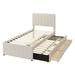 Twin Size Linen Fabric Upholstered Platform Bed w/ Trundle&3 Drawers