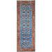 Shahbanu Rugs Denim Blue Soft Wool Dense Weave Afghan Serapi Heriz Design Hand Knotted Vegetable Dyes Runner Rug (2'8"x7'6")