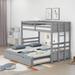 4 Twin Over Pull-Out Bunk Bed with Trundle, Ladder and Safety Rail