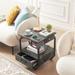 Nightstands with Charging Station, Octagonal Iron Frame End Table Sofa Side Table with Drawer and Shelf for Living Room