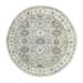 Shahbanu Rugs Medium Gray and Ivory Natural Dyes Vibrant Wool Karajeh and Geometric Design Hand Knotted Round Rug (8'x8')