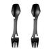 NUOLUX 2pcs Stainless Steel Multi-functional Spork Bottle Openers for Home (Black)