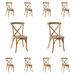 10 PACK Bistro Style Cross Back Light Brown Wood Stackable Dining Chair - X Back Banquet Dining Chair