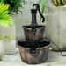 2 Tier Barrel Waterfall Fountain Barrel Water Fountain Pump Outdoor Garden