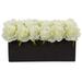 Silk Plant Nearly Natural Roses in Rectangular Planter - White